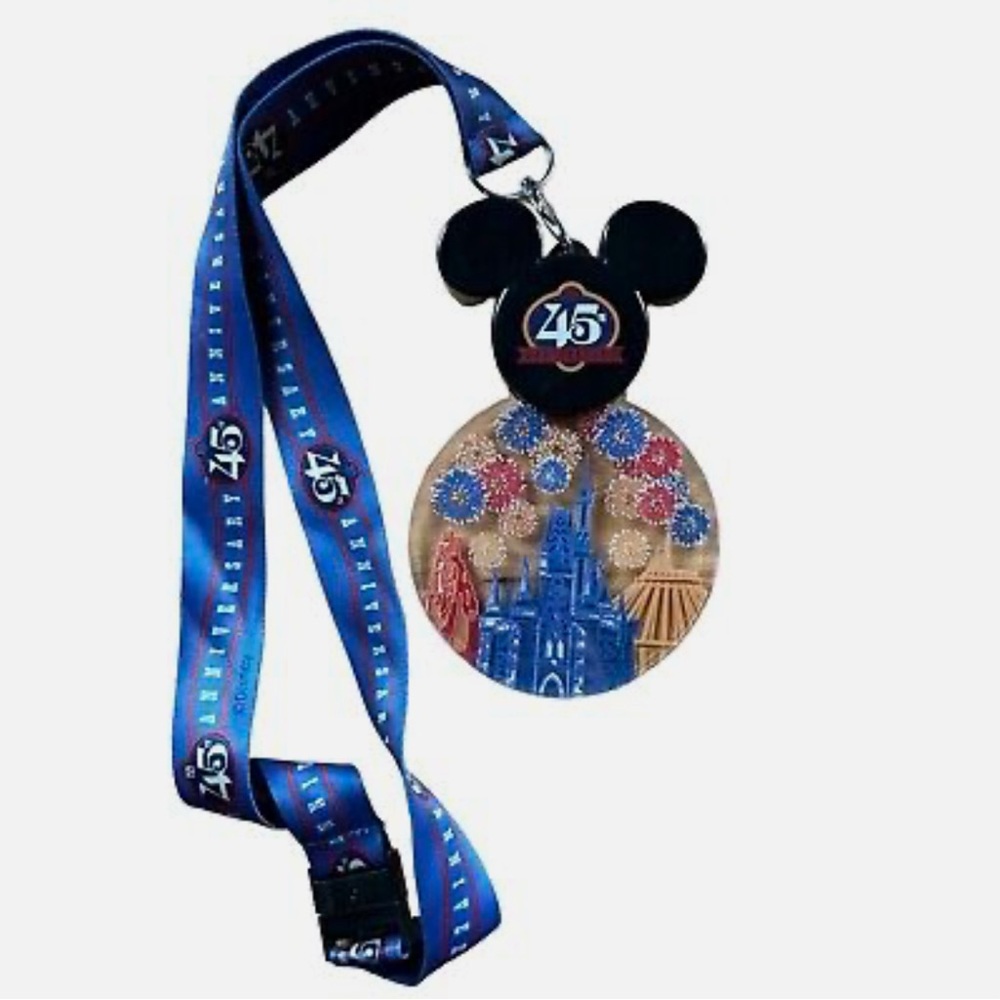 Disney 45th Anniversary Mickey Mouse Medal with Blue Lanyard light up. NWT.